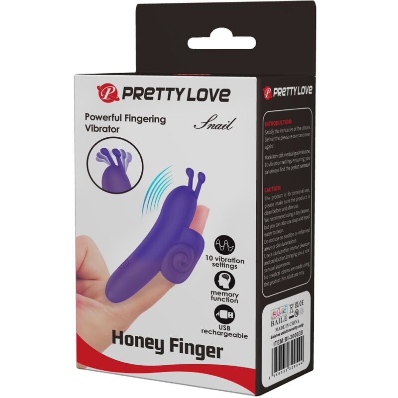 Stimulateur de Doigt Snail Vibrant 10 Modes Rechargeable - Pretty Love