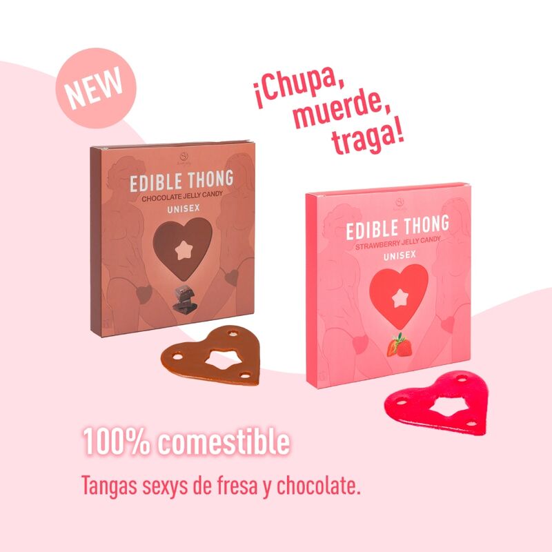 String Comestible Gummy Saveur Fraise ou Chocolat - Secret Play