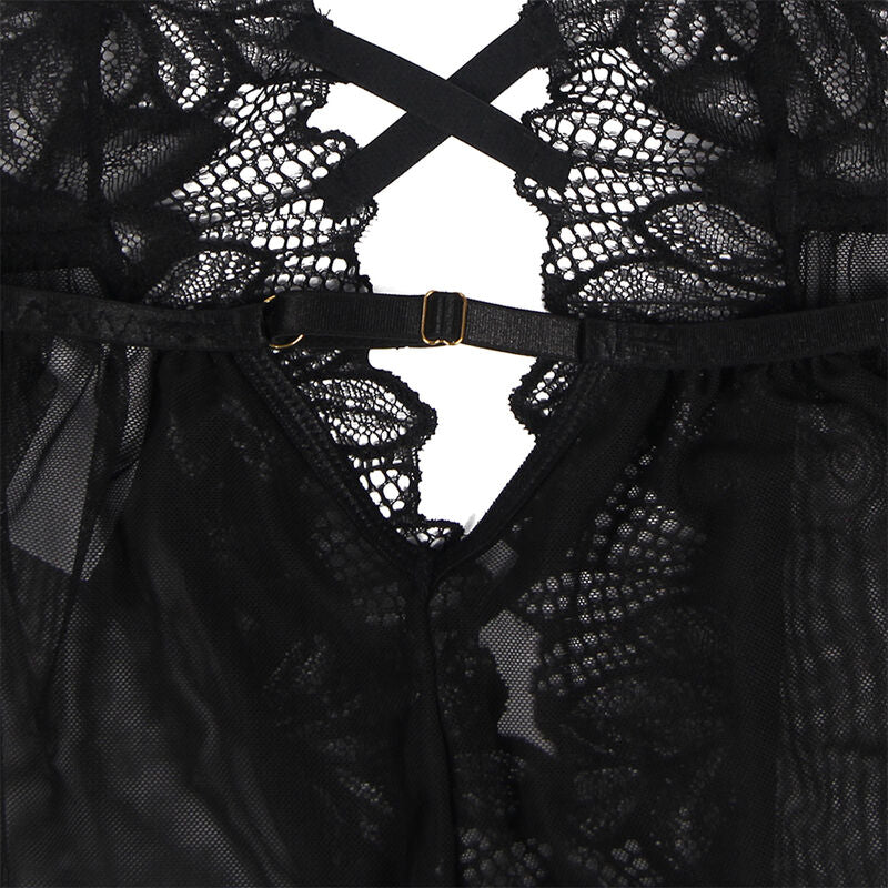 Teddy Halter Neck Dos Nu Dentelle Jupe Tulle Noir - Subblime