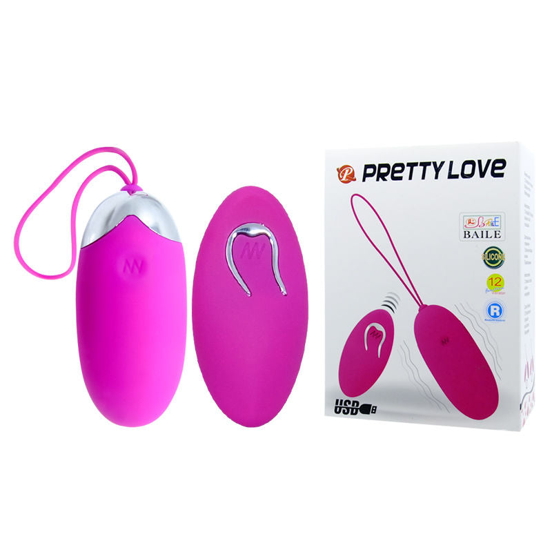 Œuf Vibrant Berger Télécommande Sans Fil 12 Vibrations Rechargeable - Pretty Love