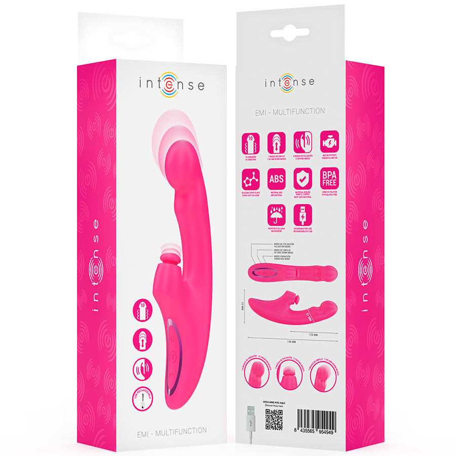 Vibromasseur 3 en 1 Emi Compact 10 Vibrations Aspiration Rechargeable - Intense