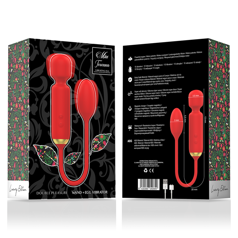 Vibromasseur Baguette Toscana 2-en-1 avec Œuf Vibrant Rechargeable - Mia
