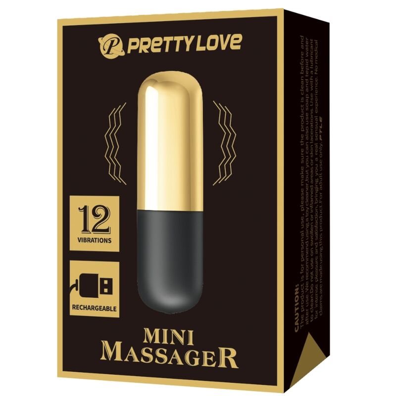 Vibromasseur Bullet Rechargeable Doré 12 Modes Compact - Pretty Love