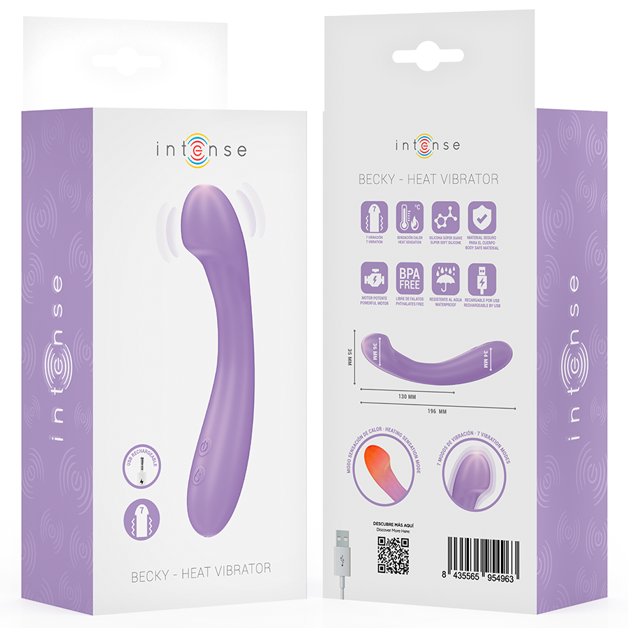 Vibromasseur Chauffant Becky 19 cm 7 Vibrations Rechargeable - Intense