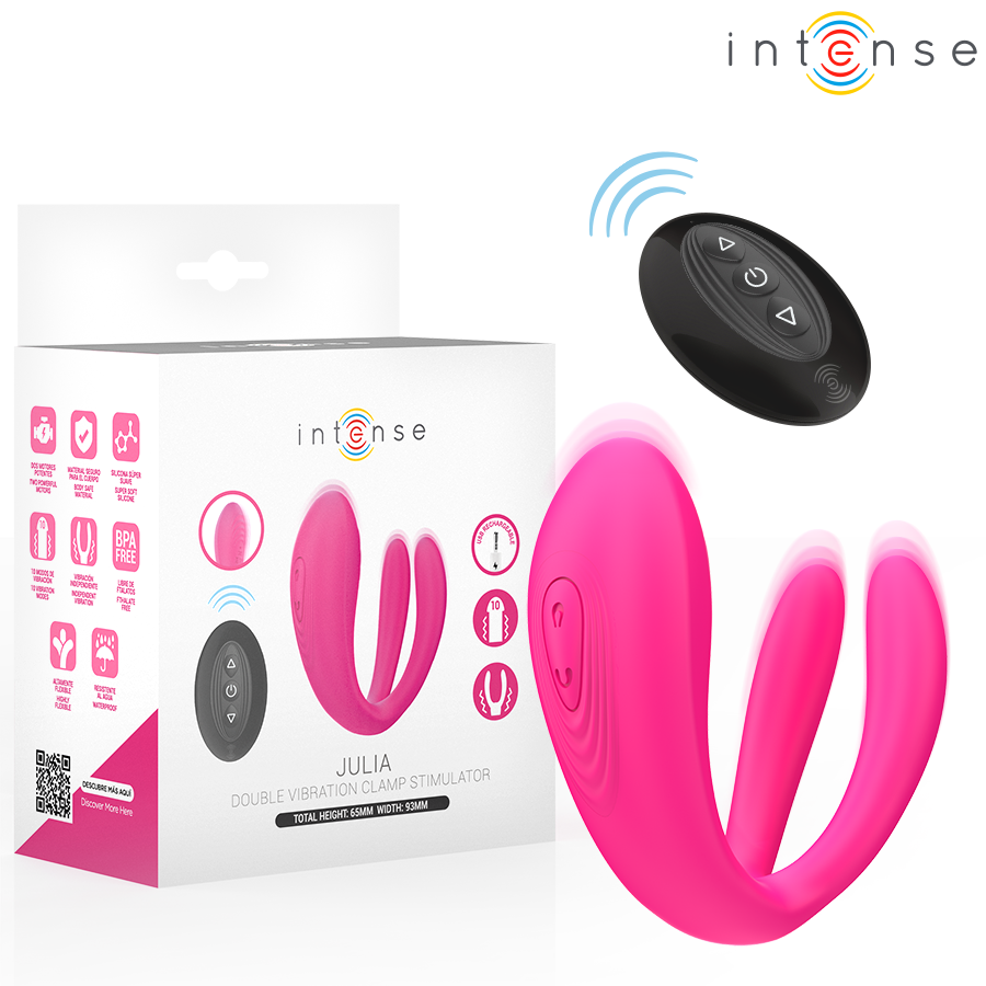 Vibromasseur Couple Julia Double Moteur 10 Modes Télécommande - Intense