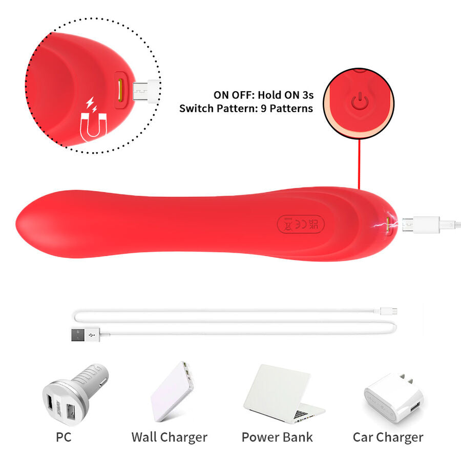 Vibromasseur Point G Langue Oscillante 9 Modes Rechargeable Rouge - Armony