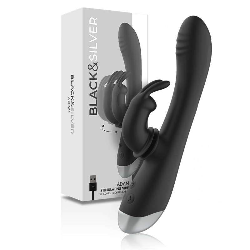 Vibromasseur Rabbit Adam Double Moteur 10 Modes IPX7 Rechargeable - Black&Silver