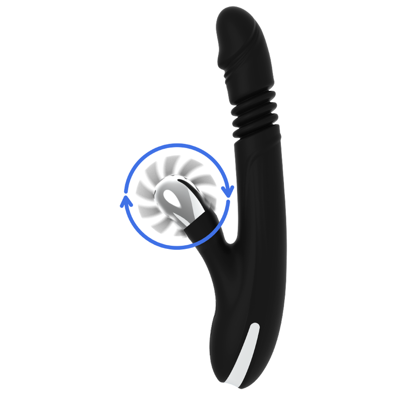 Vibromasseur Rabbit Bunny Reed Up & Down Mouvement Va-et-Vient - Black&Silver