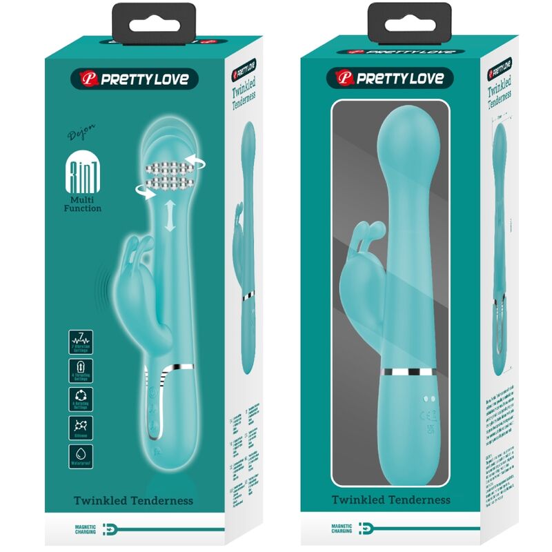 Vibromasseur Rabbit Dejon 3-en-1 Rotation Perles Rechargeable - Pretty Love