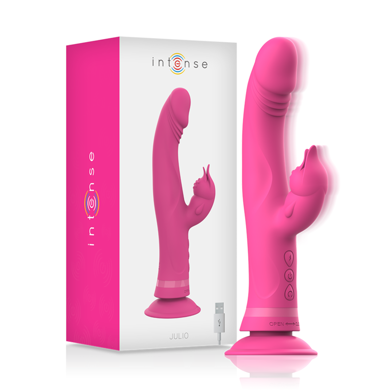 Vibromasseur Rabbit Julio Silicone 2 Moteurs Ventouse Étanche - Intense