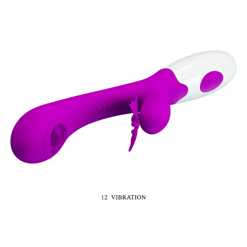 Vibromasseur Rabbit Léchant Moth Lilas 12 Vibrations 3 Modes Langue - Pretty Love