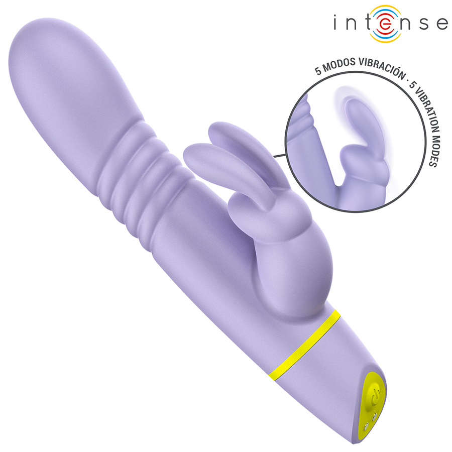 Vibromasseur Rabbit à Poussée Helen Va-et-Vient 5 Modes Rechargeable - Intense