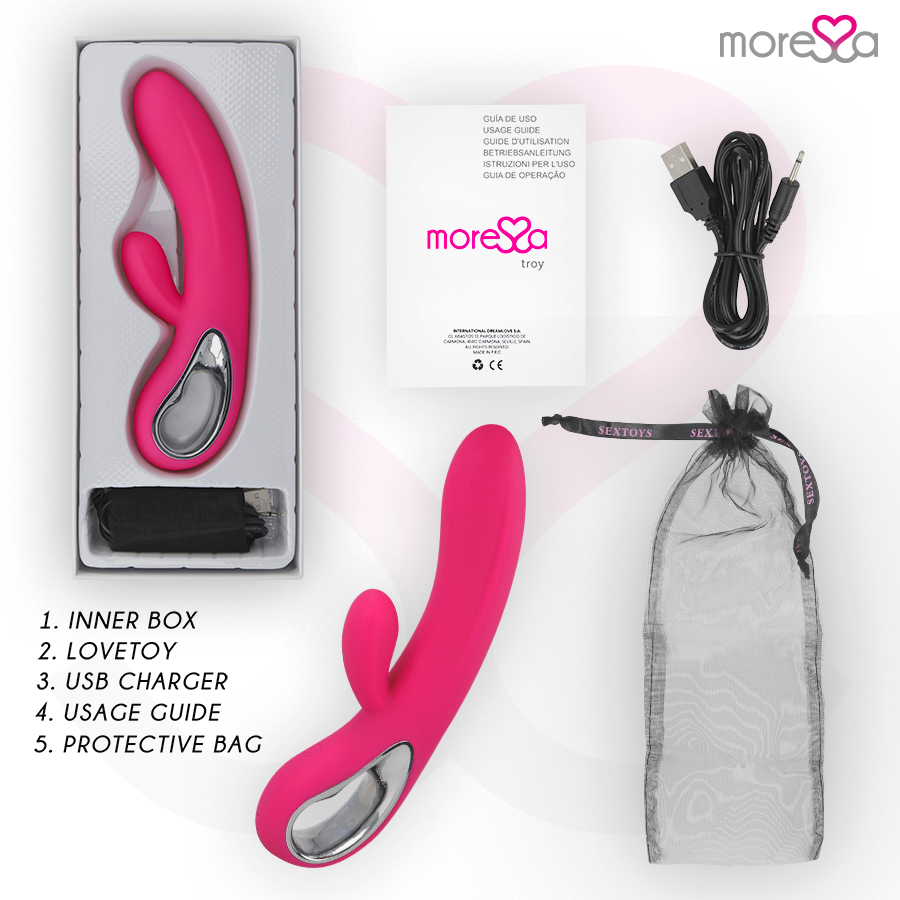 Vibromasseur Rabbit Troy Double Stimulation 12 Modes Rechargeable - Moressa