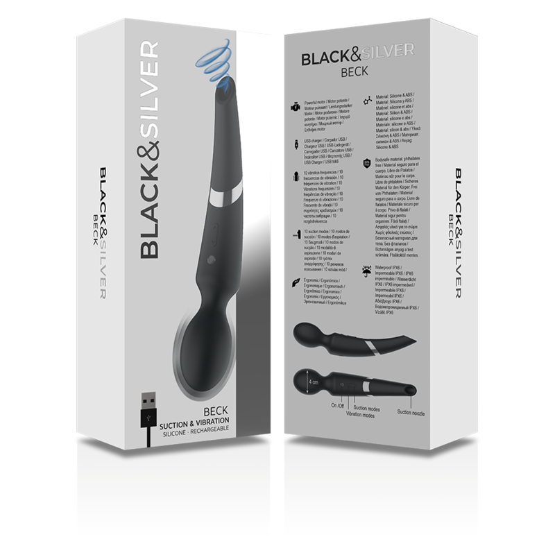 Vibromasseur Wand Beck 2-en-1 Ondes de Pression 10 Modes - Black&Silver